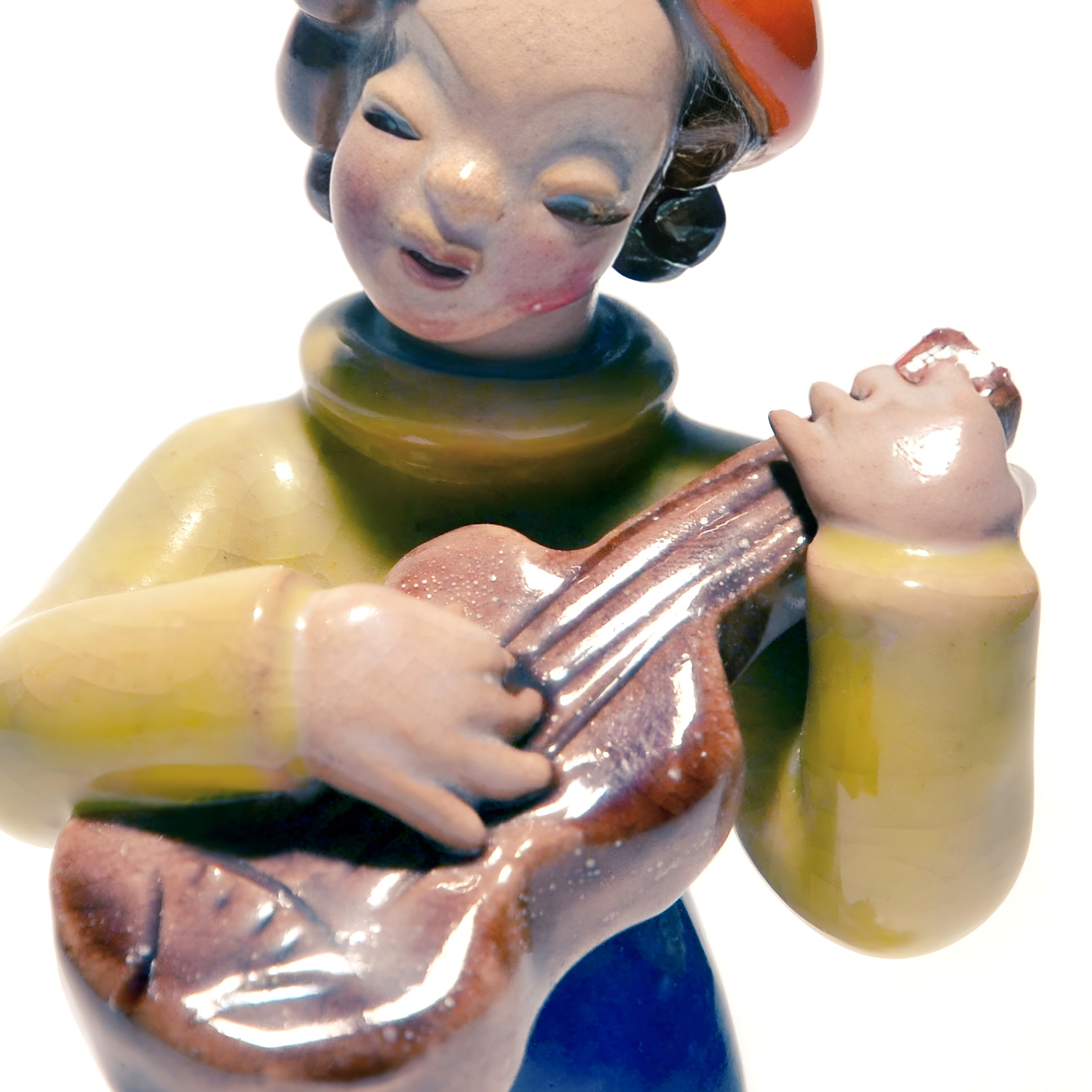 Porzellanfigur, Mandolinenspieler, Handbemalte Vintage-Sammlerfigur, Keramikskulptur